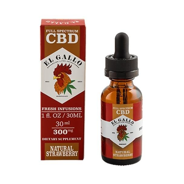 1__12122__93477.1562259192.jpg El Gallo - CBD Tincture - Natural Strawberry - 300mg-1500mg - Image 1