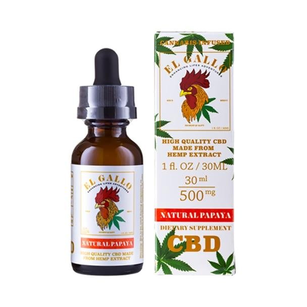 1__46944__30931.1562259035.jpg El Gallo - CBD Tincture - Natural Papaya - 500mg - Image 1