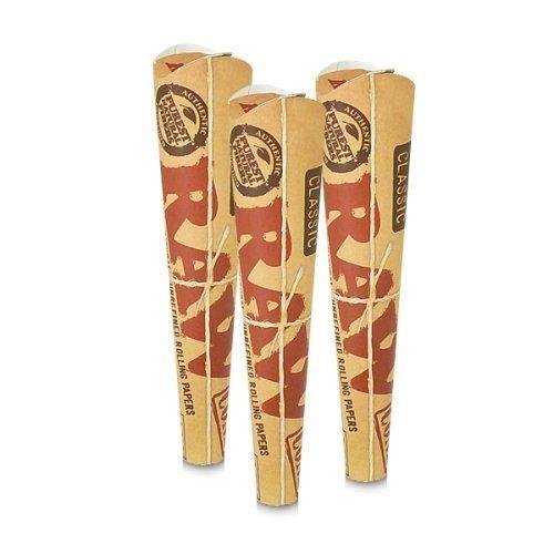 3-pack.jpg Raw Classic Rolling Paper Cones Natural Hemp - Image 1