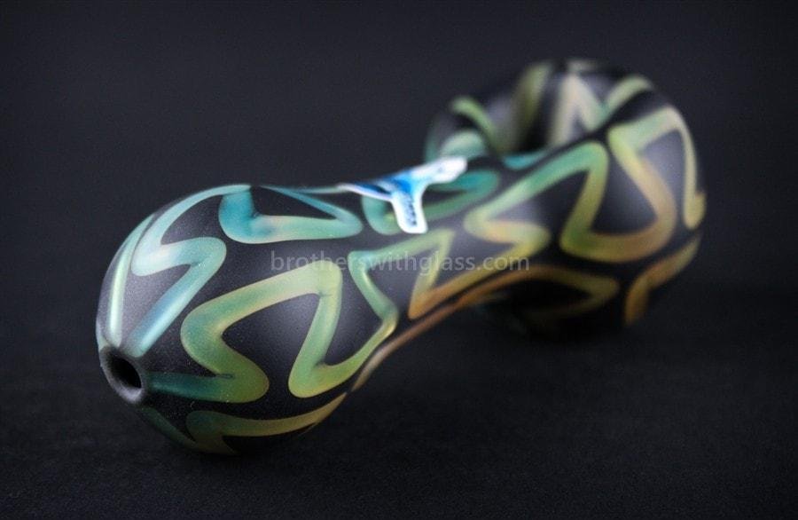 BWG-419O-2_1024x_16cc4dc2-2924-4a41-95db-d9c856b0a09a.jpg Chameleon Glass Desiderata Sand Blasted Hand Pipe - Onyx - Image 1