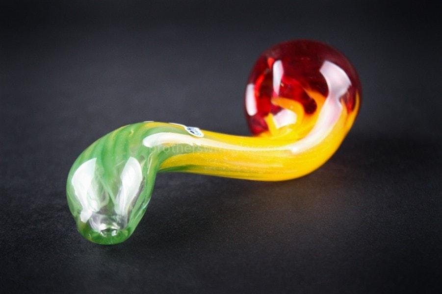 BWG-CG175-2_1024x_c67518a7-415f-43e2-984d-a0b5ee77e085.jpg Chameleon Glass Dubdancer Sherlock Hand Pipe - Rasta - Image 1
