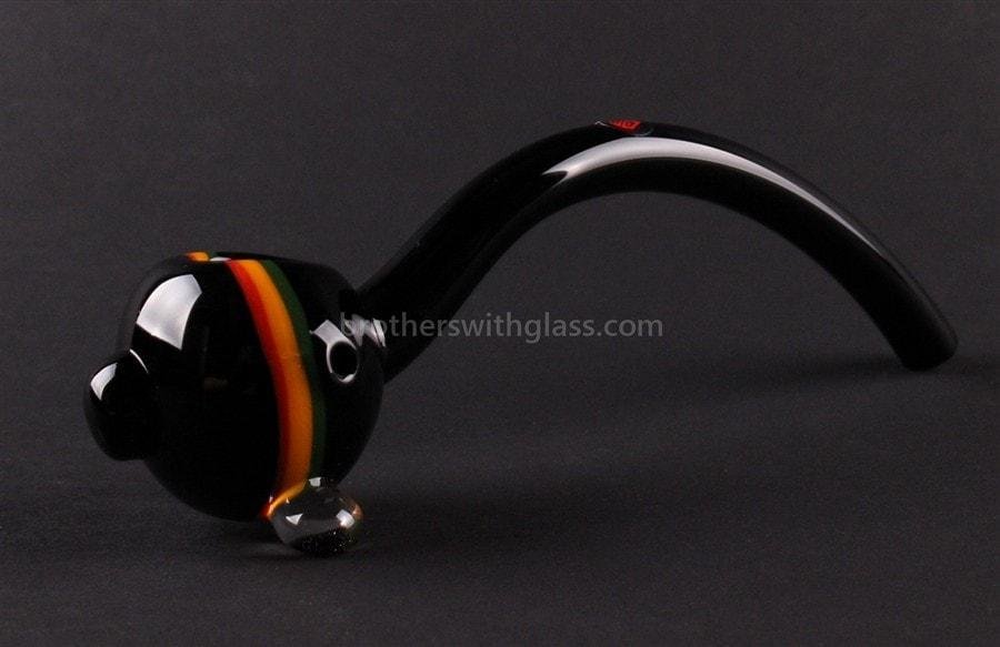 BWG-HG24-2_1024x_b15773c5-ae75-45aa-aecd-a0e04ef53ff5.jpg Mathematix Glass 8 In Striped Gandalf Hand Pipe - Black and Rasta - Image 1