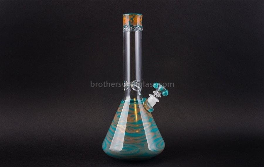 BWG-HMBK5MTC-2_1024x_b337effc-1bff-4646-9ab7-14a941608747.jpg HVY Glass Fumed Worked Coil Beaker Water Pipe - Teal and Copper - Image 1
