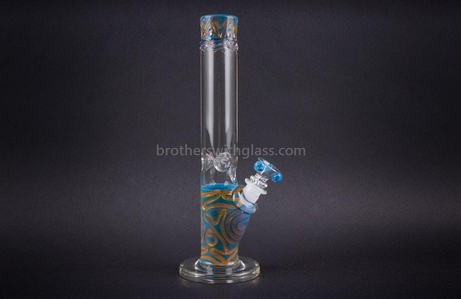 BWG-HMS5TG-2_1024x_1a3bdfd3-37e0-43bb-9e3b-f27025b90ebc.jpg HVY Glass Straight Colored Coil Bong - Teal and Gold - Image 1