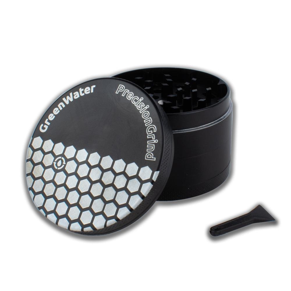 Black-Herb-Grinder-Side-View_1200x1200_634d2db6-97f9-41eb-a81a-e5b35d3504a9.jpg Precision Herb Grinder 2.5" (63mm) in Green and Black Aluminum - Image 1