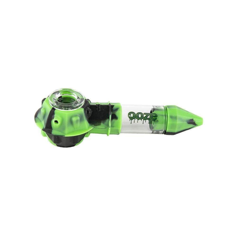 Bowser_Unit_Green_Black_w_Glass_SideRight_sm_1000x_cabc10e1-05b0-4971-911a-a1d3448d209c.jpg Ooze Bowser Silicone Glass Pipe - Black / Green - Image 1
