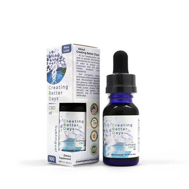 Creating_Better_Days_CBD_-_Sublingual_Tincture_100mg__48263.1567548202.jpg Creating Better Days - CBD Tincture - Sublingual Oil - 100mg-2500mg - Image 1