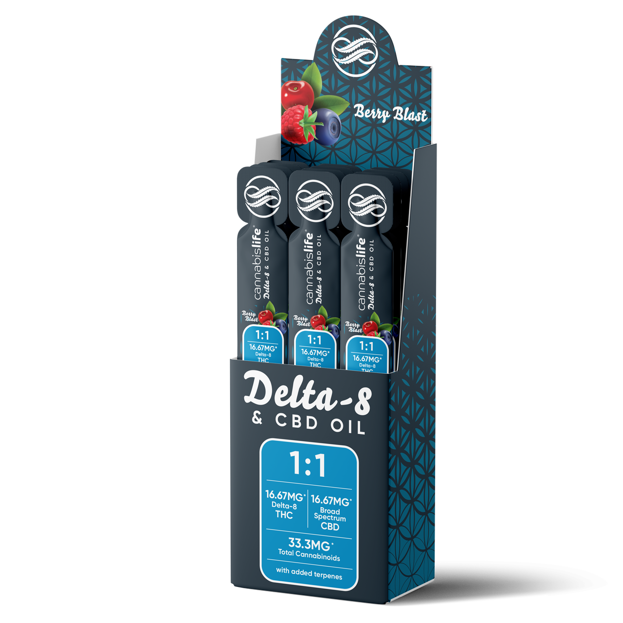 Delta-8CBDDailyDose-33mg.png 1:1 Delta-8/CBD Daily Dose - 33mg (12pk) - Image 1