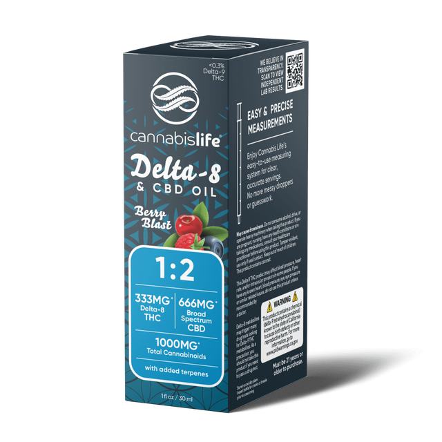 Delta-8CBDOil-1000mg.png 1:2 Delta-8/CBD Oil - 1000mg - Image 1