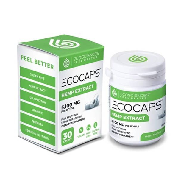 Eco_Sciences_CBD_-_Eco_Caps_-_Bottle__03193.1566586053.jpg Eco Sciences - CBD Capsule - ECOCAPS 30 Count - 30mg - Image 1