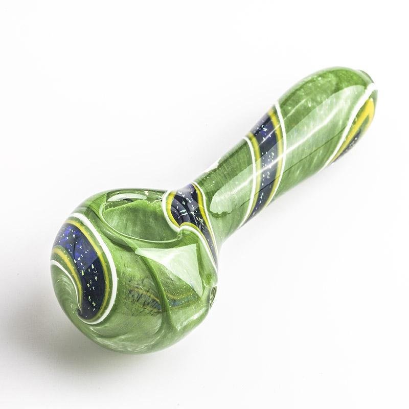 GreenGlassSpoonPipewSwirlStripePipesForSaleFreeShipping_1_1024x1024_0ae0a5bb-3725-4a03-8fc0-44bdd8d69635.jpg Green Glass Spoon Pipe w/ Swirl Stripe - Image 1