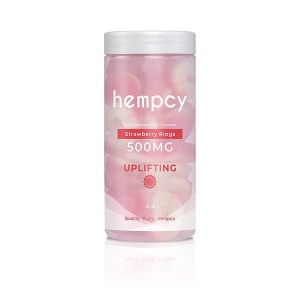 Hempcy_-_Edible_Gummies_Strawberry_Rings_500mg__64184.1576091055.jpg Hempcy - CBD Edible - Strawberry Ring Gummies - 500mg-1000mg - Image 1