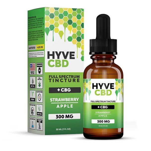 Hyve_CBD_-_Tincture_Strawberry_Apple_300mg__98382.1581459249.jpg Hyve CBD - CBD Tincture - Full Spectrum Strawberry Apple+CBG - 300mg-1200mg - Image 1