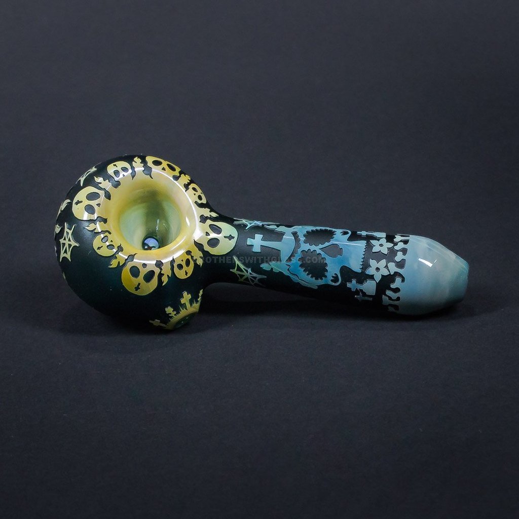 IMG_8488_1024x_1341439b-82db-4107-8e26-c55650e643c3.jpg Liberty 503 Fumed Sandblasted Hand Pipe - Dia de los Muertos - Image 1