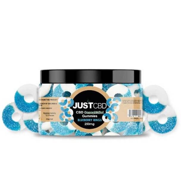 JustCBD_-_Gummies_-_Blueberry_Rings_250mg__93312.1565648671.jpg JustCBD - CBD Edible - Blue Raspberry Gummy Rings - 10mg - Image 1
