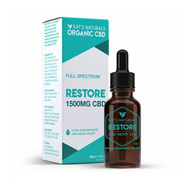 Kats_Naturals_CBD_-_Tincture_-_Full_Spectrum_Restore_1500mg__34535.1571416970.jpg Kat's Naturals - CBD Tincture - Restore - 250mg-1500mg - Image 1