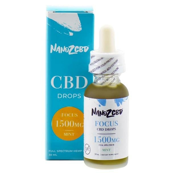 NanoZcbd_-_Tincture_-_Focus_Mint_1500mg__87339.1592326157.jpg Nano Z CBD - CBD Tincture - Full Spectrum Mint Focus Drops - 1500mg - Image 1