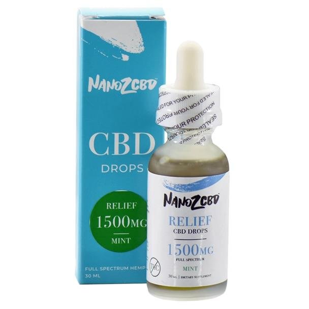 NanoZcbd_-_Tincture_-_Relief_Mint_1500mg__88491.1592326142.jpg Nano Z CBD - CBD Tincture - Full Spectrum Mint Relief Drops - 1500mg - Image 1
