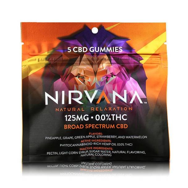Nirvana_CBD_-_Gummies_5_Pack__14089.1567193540.jpg Nirvana - CBD Gummies - 125mg - Image 1