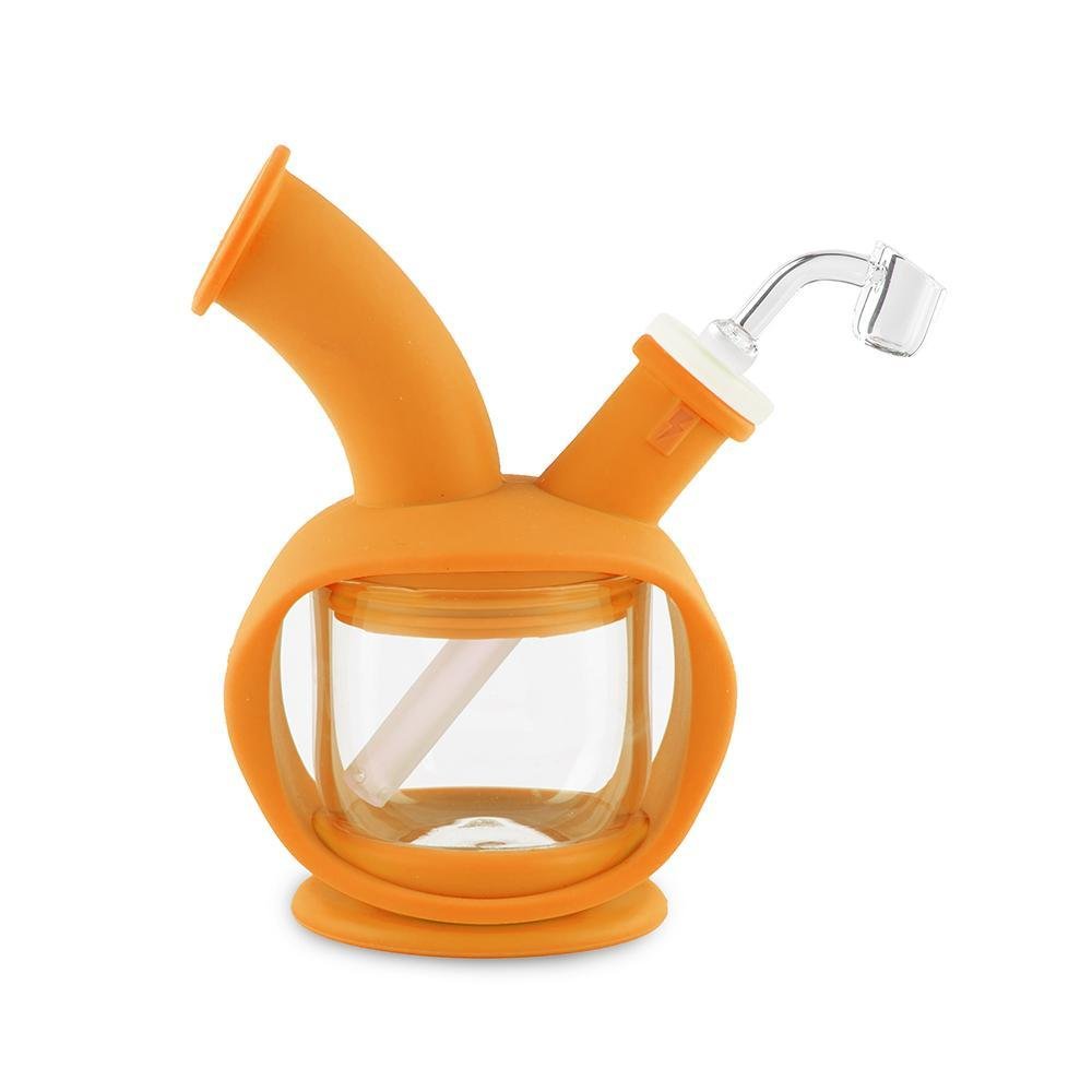 OozeKettleOrangeleft_quartzbanger-1k_1000x_fe229847-a133-4088-88cc-8cda9a5ae737.jpg Ooze Kettle Silicone Bubbler - Orange - Image 1