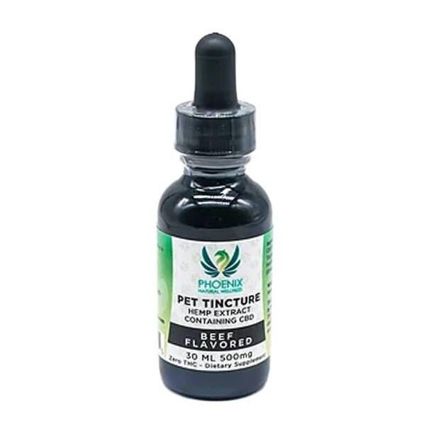 Phoenix_Natural_Wellness_-_30_Pet_Tincture_500mg__04908.1564419036.jpg Phoenix Natural Wellness - CBD Pet Tincture - Beef Flavor - 500mg - Image 1