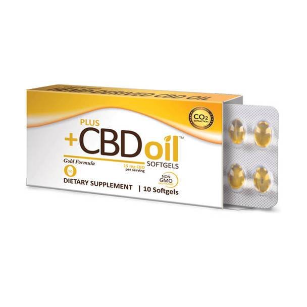PlusCBD_Oil_-_Gold_Softgels_10_Count__19184.1576002135.jpg PlusCBD Oil - CBD Softgels - Gold Blend Full Spectrum - 15mg - Image 1