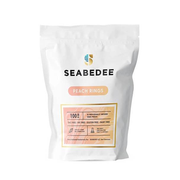 Seabedee_-_Peach_Rings_1__59866.1571697622.jpg Seabedee - CBD Edible - Peach Rings - 10mg - Image 1