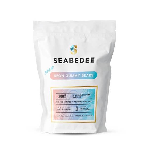 Seabedee_-_Sour_Neon_Gummy_Bears_1__71483.1571697452.jpg Seabedee - CBD Edible - Sour Neon Gummy Bears - 10mg - Image 1