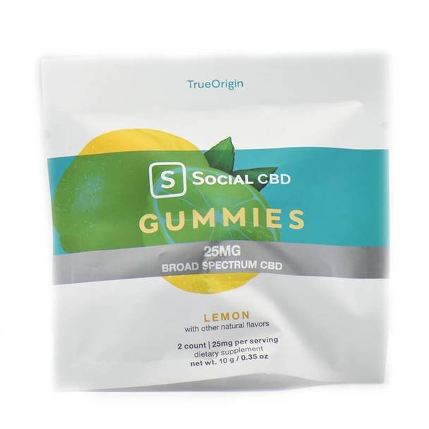 Social_-_Broad_Spectrum_Gummies_2_Pack_Lemon__78454.1580507186.jpg Social CBD - CBD Edible - Broad Spectrum Lemon Gummies - 12.5mg - Image 1