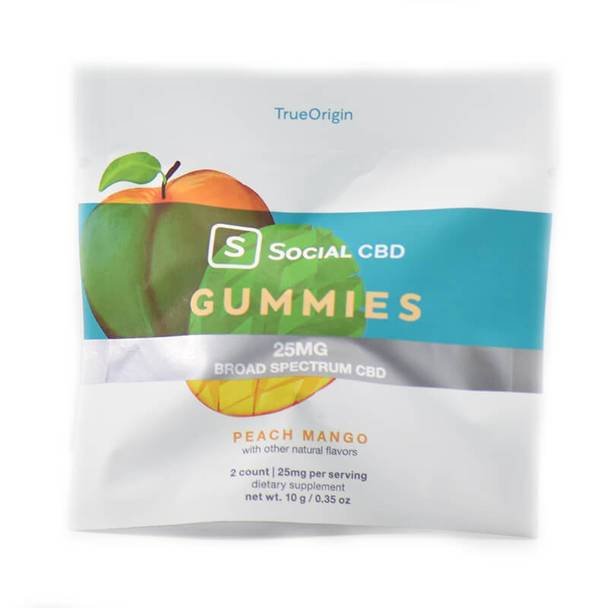 Social_-_Broad_Spectrum_Gummies_2_Pack_Peach_Mango__36572.1580507788.jpg Social CBD - CBD Edible - Broad Spectrum Peach Mango Gummies - 12.5mg - Image 1