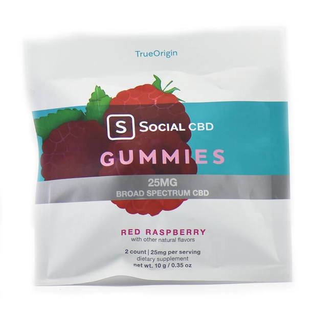 Social_-_Broad_Spectrum_Gummies_2_Pack_Red_Raspberry__10198.1580507372.jpg Social CBD - CBD Edible - Broad Spectrum Red Raspberry Gummies - 12.5mg - Image 1