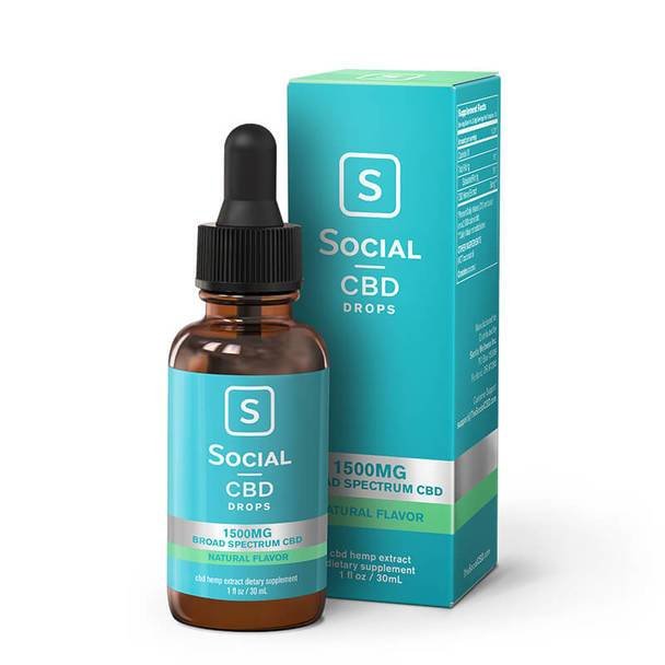 Social_-_Natural_1500mg__24212.1567704287.jpg Social - CBD Tincture - Broad Spectrum Drops Natural - 375mg-1500mg - Image 1