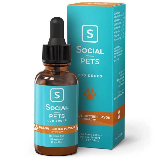 Social_CBD_-_Pet_Peanut_Butter_750mg__25876.1572551283.jpg Social - CBD Pet Tincture - Broad Spectrum Peanut Butter - 250mg-750mg - Image 1