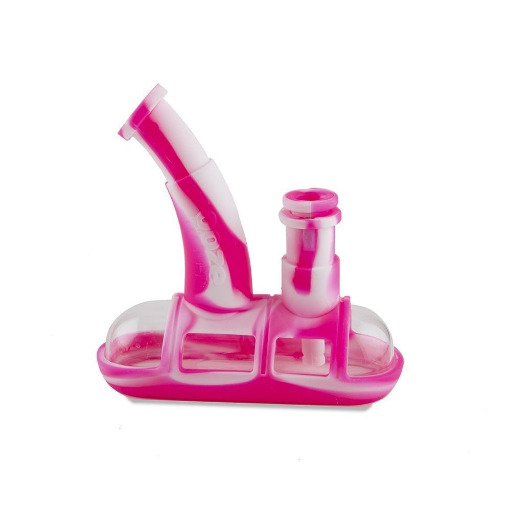 Steamboat_pink-white_front_sm_1000x_286c5dc2-69d1-4d64-a7f9-5c5232a9d3b1.jpg Ooze Steamboat Silicone Bubbler - Pink / White - Image 1