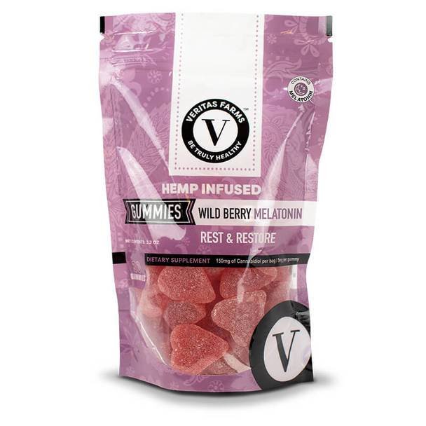 Veritas_Farms_-_Edible_Gummies_with_Melatonin_30_Count__57942.1582224048.jpg Veritas Farms - CBD Edible - Wild Berry Gummies w/Melatonin - 5mg - Image 1