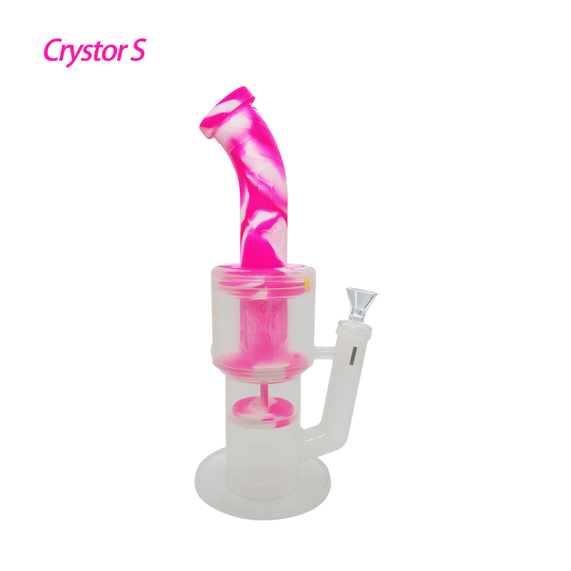 WaxmaidCrystorSiliconeDoublePercolatorWaterPipe_2048x_78690be2-e0bc-4311-a5b1-0c74e5f2c042.png Waxmaid 12" Crystor S Transparent Silicone Double Percolator Water Pipe With Ice Catcher - Image 1