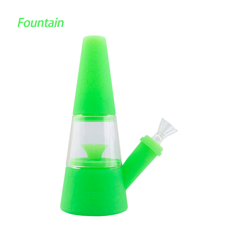 WaxmaidFountainsiliconeglasswaterfallwaterpipe_2048x_05e52627-55f9-402e-918f-23362635e0b3.png Waxmaid 7.87" Fountain Silicone Glass Water Pipe - Image 1
