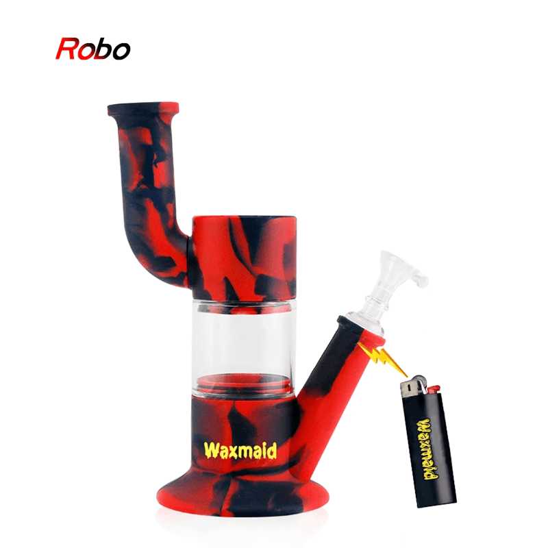 WaxmaidRobosiliconeglassWaterPipe_2048x_dcc9bfa6-3024-44db-af11-b70c1dcbaf6a.png Waxmaid 8.8" Robo Silicone Glass Water Pipe - Image 1