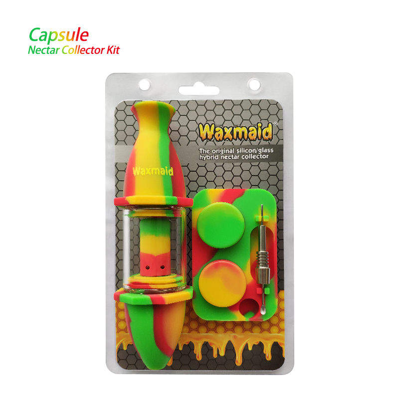 WaxmaidSiliconeGlassNectarCollectorKitSmokeRig_2048x_e2dc089d-900f-4014-acff-bea174ce0eab.png Waxmaid 8" Capsule Silicone Glass Nectar Collector Kit - Image 1