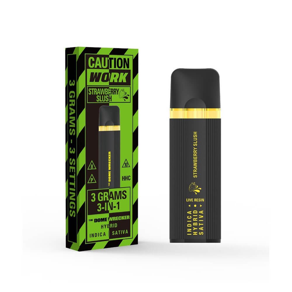 Work-Delta-8-D10-THC-P-HHC-Domewrecker-Live-Resin-Disposable-Vape-Strawberry-Slush-3G.jpg Work Delta 8 + D10 + THC-P + HHC Dome Wrecker Live Resin Disposable Vape – Strawberry Slush 3G - Image 1