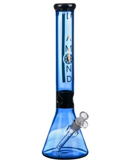 Diamond Glass - Black Collared Beaker Bong 15''