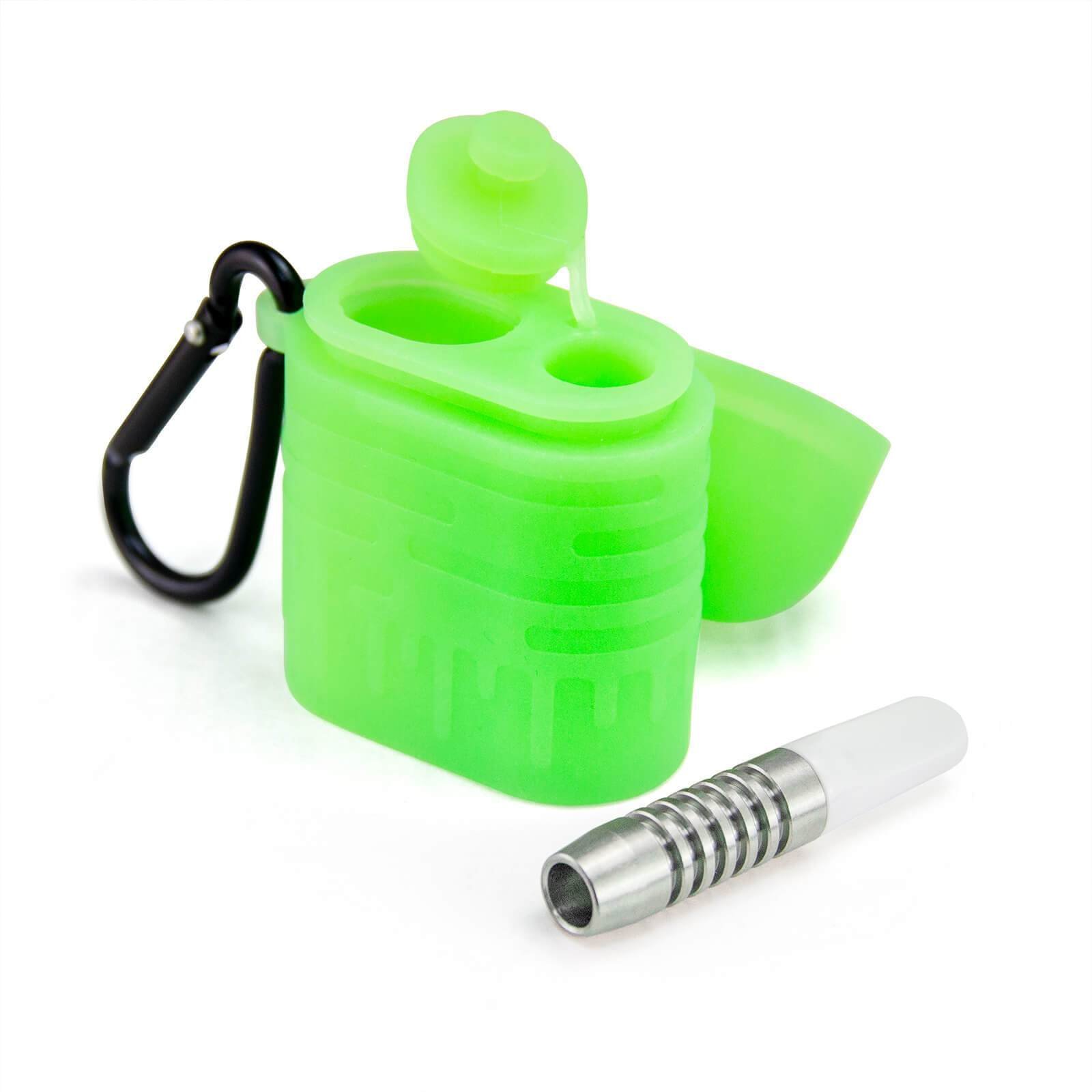 silicone_dugout_with_titanium_one_hitter_pipe_4480x_b987ab68-993a-4dca-8352-b3bd137ddf42.jpg Silicone Dugout Glow In The Dark - Image 1