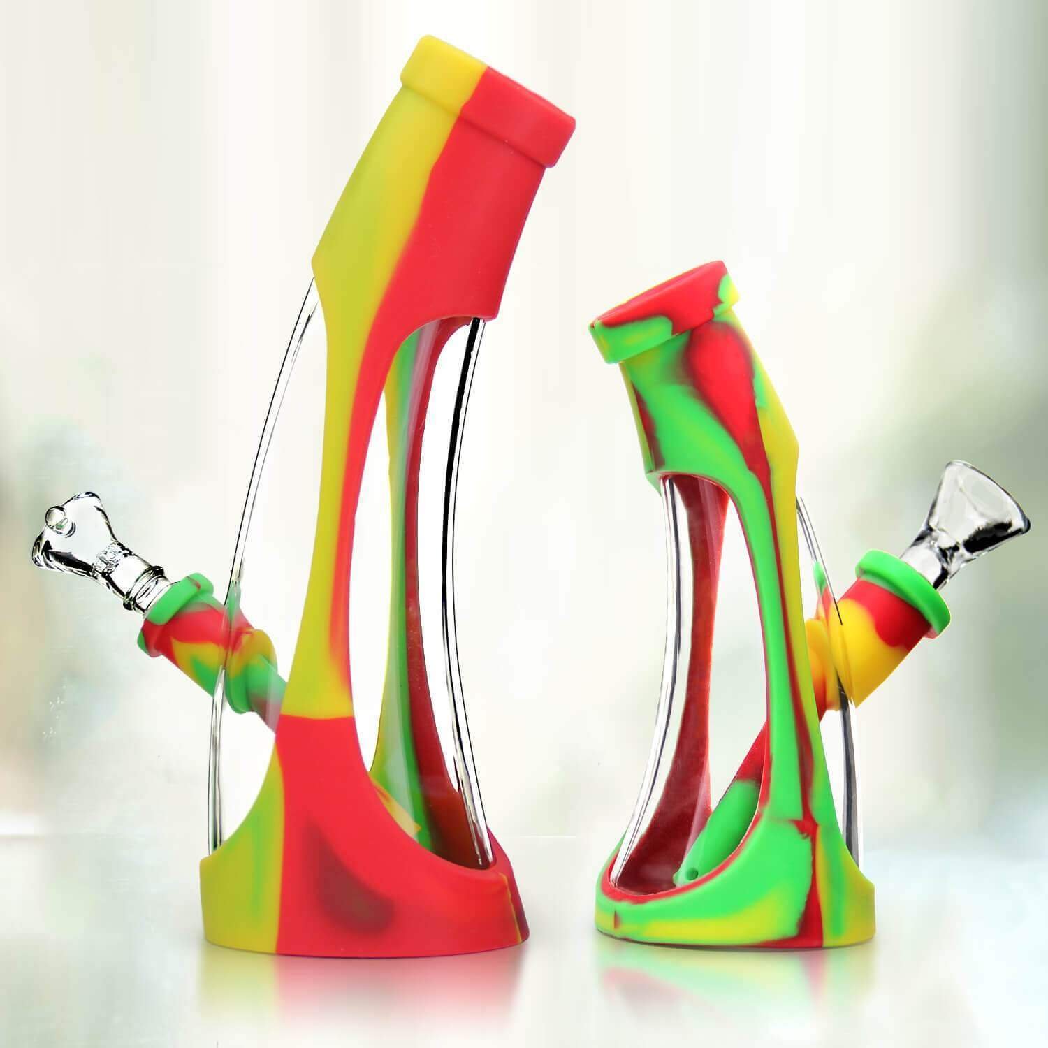 silicone_glass_bong_4480x_9d4d1771-f731-4b61-9599-deda90ea8b87.jpg Silicone and Glass Water Horn 8.6" - Image 1